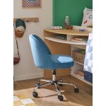 Chaise de bureau � roulettes enfant en velours bleu