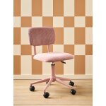 Chaise de bureau  roulettes enfant en velours rose