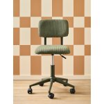 Chaise de bureau  roulettes enfant en velours vert