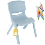 Chaise enfant empilable, intrieur / extrieur bleu clair