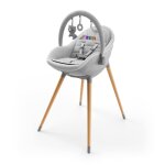 Chaise haute 2 - en - 1 fini up, �volutive transat et repas avec double plateau, harnais 5 points, r�glable, ...