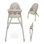 Chaise haute b�b� dinnly pliable �volutive 2 en 1 harnais 5 points plateau assise confortable beige