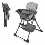 Chaise haute b�b� pliable avec double plateau amovible panier rangement harnais 5 points gris