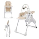 Chaise haute b�b� tummie 2 en 1 avec fonction transat, r�glage 7 hauteurs, double plateau et pliage compact ...