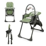 Chaise haute b�b� tummie 2 en 1 avec fonction transat, r�glage 7 hauteurs, double plateau et pliage compact ...