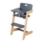 Chaise haute volutive en bambou fsc avec plateau repas nature up anthracite - naturel