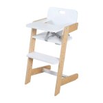 Chaise haute volutive en bambou fsc avec plateau repas nature up blanc - naturel