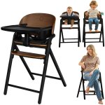 Chaise haute �volutive en bois 3en1 celia jusqu � 110 kg avec r�glage � une main black wood