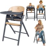 Chaise haute �volutive en bois 3en1 celia jusqu � 110 kg avec r�glage � une main grey wood