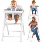 Chaise haute �volutive en bois 3en1 celia jusqu � 110 kg avec r�glage � une main white cream