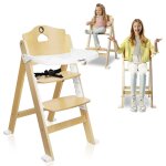 Chaise haute �volutive en bois 3en1 floris jusqu � 40 kg avec harnais 5 points white natural