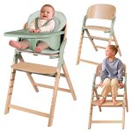 Chaise haute �volutive en bois 3en1 megan jusqu � 110 kg avec plateau amovible green wood