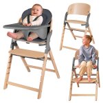Chaise haute �volutive en bois 3en1 megan jusqu � 110 kg avec plateau amovible grey wood