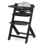 Chaise haute evolutive bois coussin assise reglable noir