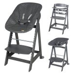 Chaise haute Évolutive et inclinable avec transat déperlant born up anthracite - graphite Chaise haute Évolutive et inclinable avec transat déperlant born up anthracite - graphite