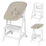 Chaise haute Évolutive et inclinable avec transat déperlant born up blanc - grège Chaise haute Évolutive et inclinable avec transat déperlant born up blanc - grège