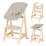 Chaise haute Évolutive et inclinable avec transat déperlant born up naturel - grège Chaise haute Évolutive et inclinable avec transat déperlant born up naturel - grège