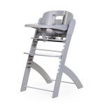 Chaise haute �volutive + tablette evosit gris pierre