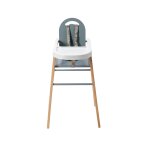 Chaise haute fixe lili hybride bois et bleu gris