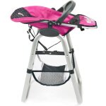 Chaise haute pour poup�es - design marine et rose � pois. noir et rose