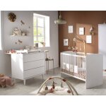 Chambre b�b� 2 pi�ces, lit 120x60 et commode � langer - milann blanc