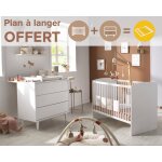 Chambre b�b� 2 pi�ces, lit b�b� 120x60 et commode � langer - milann blanc