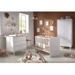 Chambre b�b� 3 pi�ces milann, lit b�b� 120x60, commode � langer et armoire 2 portes - milann blanc