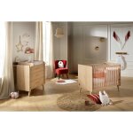 Chambre b�b� compl�te, lit et commode � langer - arty marron