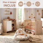 Chambre bb complte, lit bb et commode  langer avec claustra - tokyo blanc / marron