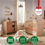 Chambre b�b� compl�te, lit b�b� et commode � langer avec claustra - tokyo rouge / marron