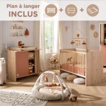 Chambre bb complte, lit bb et commode  langer avec claustra - tokyo rouge / marron