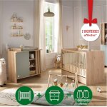 Chambre b�b� compl�te, lit b�b� et commode � langer avec claustra - tokyo vert / marron