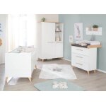 Chambre b�b� compl�te - lit �volutif + commode � langer et armoire leon blanc - ch�ne othello