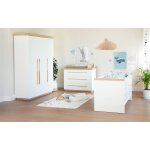 Chambre b�b� compl�te - lit �volutif + commode � langer et armoire lumo blanc - ch�ne artisan