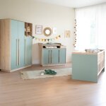Chambre b�b� compl�te - lit �volutif + commode � langer et armoire selva vert sauge - noyer de virginie ...