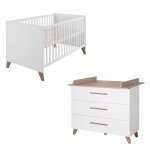 Chambre bébé Évolutive 2 pièces - fermeture soft - close ole blanc - chêne foncé Chambre bébé Évolutive 2 pièces - fermeture soft - close ole blanc - chêne foncé