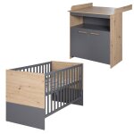 Chambre b�b� �volutive 2 pi�ces avec soft - close anna anthracite - ch�ne kent