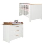 Chambre bb volutive 2 pices avec soft - close ava blanc / chne artisan