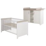 Chambre bb volutive 2 pices - style rustique moderne avec soft - close felicia blanc cass / dcor ...