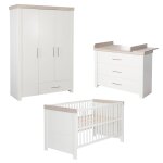 Chambre b�b� �volutive compl�te - style moderne avec soft - close lucy blanc cass� / d�cor luna elm