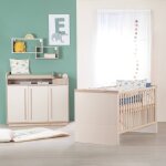 Chambre b�b� �volutive - lit + commode � langer elva cachemire - noyer de virginie