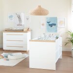 Chambre b�b� �volutive - lit + commode � langer lumo blanc - ch�ne artisan