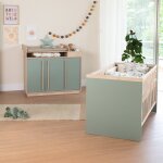 Chambre b�b� �volutive - lit + commode � langer selva vert sauge - noyer de virginie