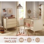 Chambre bébé, lit Évolutif et commode À langer 3 tiroirs - melinee beige Chambre bébé, lit Évolutif et commode À langer 3 tiroirs - melinee beige