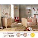 Chambre b�b�, lit �volutif et commode � langer - arty marron