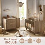 Chambre bb, lit volutif et commode  langer - mokka marron