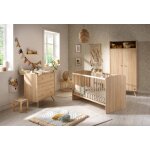 Chambre b�b� trio: lit b�b� 70x140 �volutif, commode � langer 3 tiroirs et armoire 2 portes d�cor bois ...