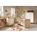 Chambre b�b� trio: lit b�b� 70x140 �volutif, commode � langer 3 tiroirs et armoire 2 portes d�cor bois ...