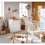 Chambre complte bb avec lit 120x60cm  barreaux et commode  langer 3 tiroirs - basic blanc
