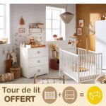 Chambre complète bébé avec lit 120x60cm À barreaux et commode À langer 3 tiroirs - basic gris Chambre complète bébé avec lit 120x60cm À barreaux et commode À langer 3 tiroirs - basic gris
